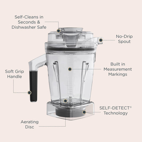 Vitamix 48-Ounce Aer Disc Blender Container with SELF-DETECT, BPA-Free, Dishwasher-Safe Container, and Tamper, Compatible with All Full-Size Vitamix Blenders