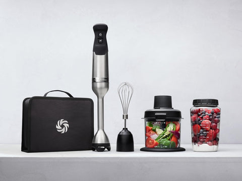 Vitamix 5-Speed Immersion Blender 5-Piece Bundle, 625-Watt Motor, One-Handed Operation, 5 ft cord, includes Mini-Chopper, Blending Jar, Whisk Attachment & Storage Case, Stainless Steel/Black