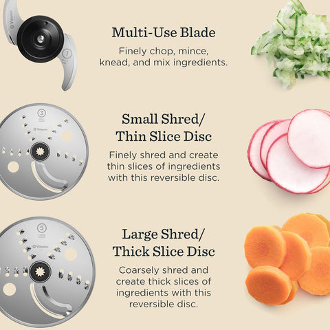 Vitamix 12-Cup Food Processor Attachment with SELF-DETECT, BPA-Free, with Multi-Use Blade and Two Reversible Discs, Compatible with Ascent and Venturist Series Vitamix Blenders