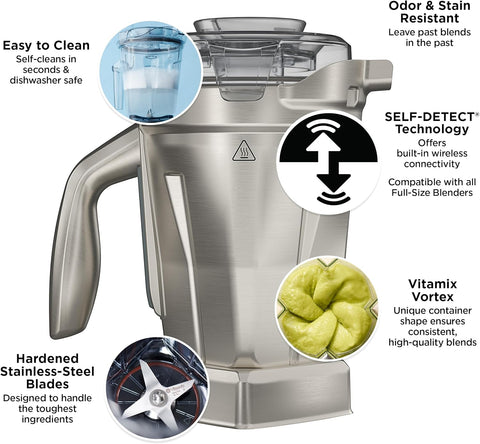 Vitamix Propel Series 750 Blender + Stainless Steel Container, Four Blending Programs, Self-Cleaning Program, Professional-Grade Blender for Smoothies, Soups and More, Stainless-Steel Blades, Black