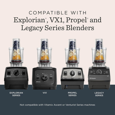 Vitamix Personal Cup Adapter, BPA-Free, Dishwasher-Safe, Two 20-Ounce Blender Cups, Two Lids, and One Blender Adapter with Stainless-Steel Blades, Not Compatible with Ascent or Venturist Series